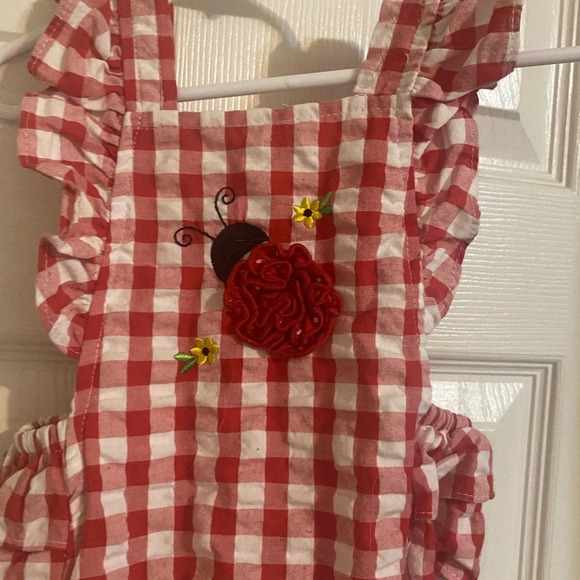 Goodlad Gingham Ladybug Ruffle Romper - Picture 4 of 7